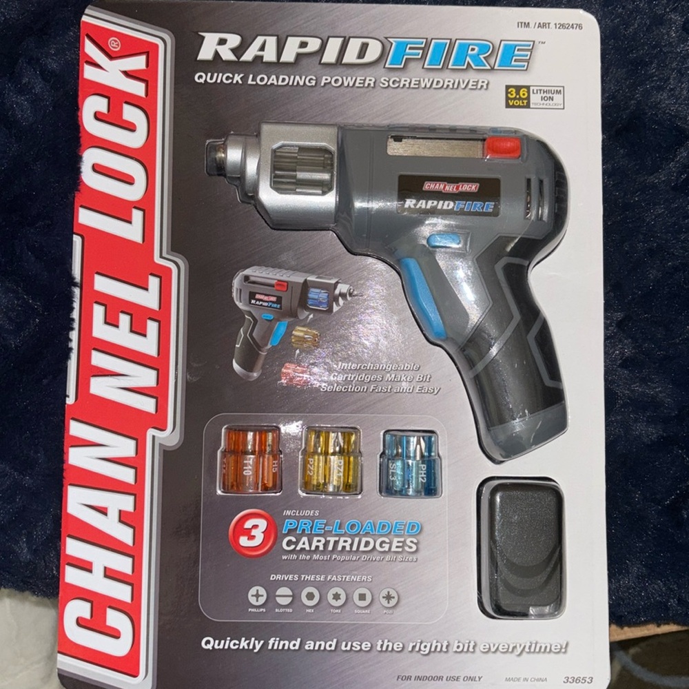 Channel Lock Rapid Fire Power Cordless Screwdriver 3.6V 18 Driver Bits